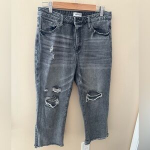 Special A Distressed wide leg gray fray jean size 11 30